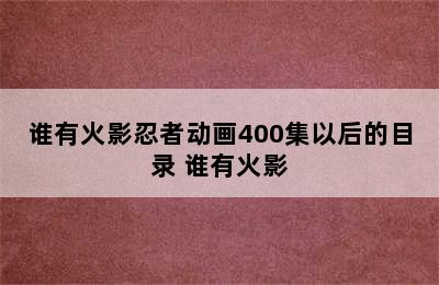 谁有火影忍者动画400集以后的目录 谁有火影